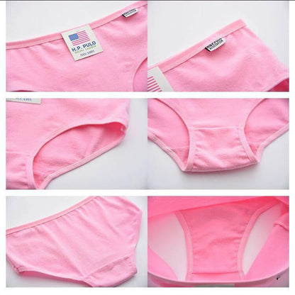 Women’s Cotton Underwear - Candy Color Mid-Waist Breathable Plus Size Briefs