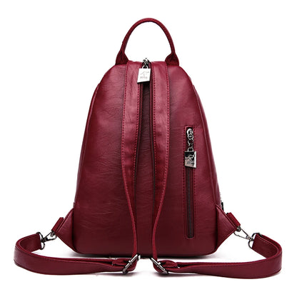 Multifunctional Women's Leather Backpack - Casual Style for Teen Girls, School and Travel Bagpack, Ladies' Chest Bag Sac