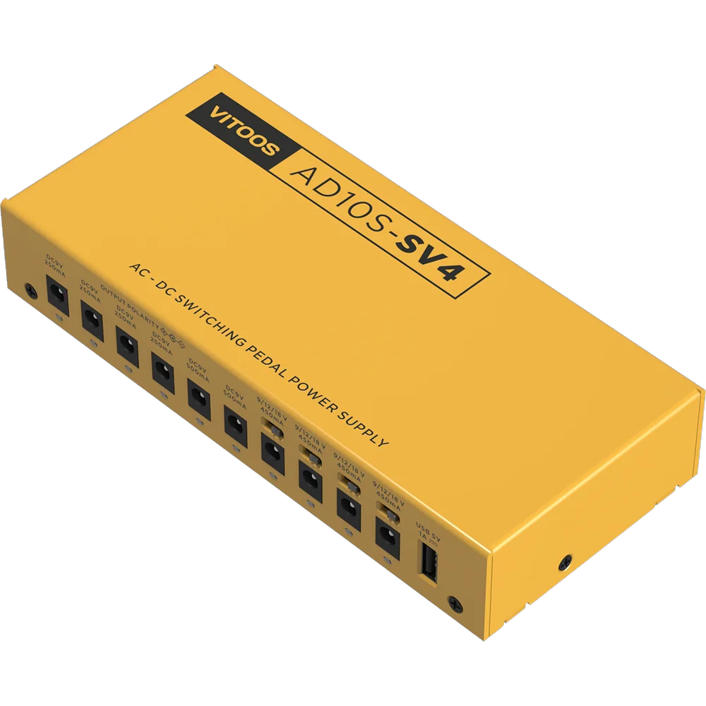 VITOOS AD10S-SV4 Effect Pedal Power Supply - Fully Isolated with Noise Reduction & High Power for Digital Effectors
