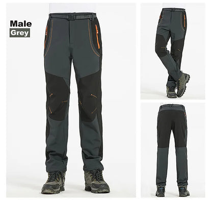 LNGXO Men’s Fleece Hiking Pants – Thick Warm Winter Waterproof & Windproof Soft Shell Ski, Trekking, and Camping Trousers