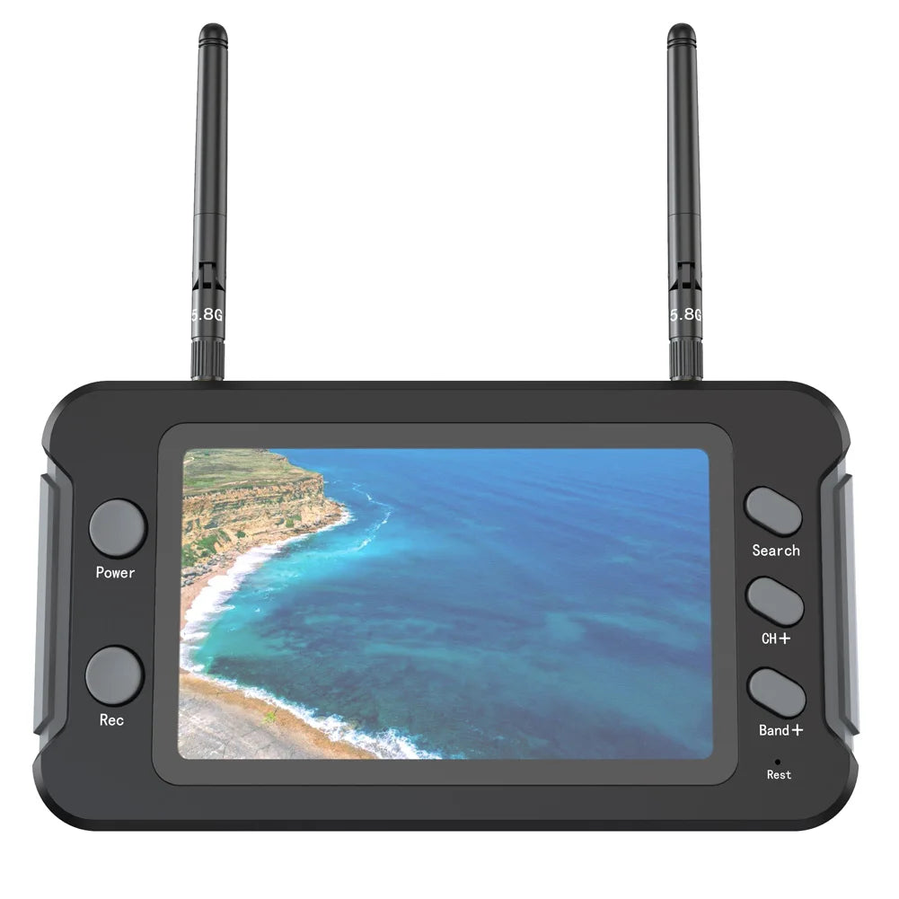5.8G FPV Monitor with DVR – 40CH 4.3 Inch LCD Display, Auto Search, NTSC/PAL Video Recording for RC Multicopters