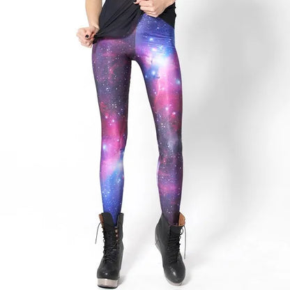 Women Summer Cartoon Print Leggings – Mermaid Galaxy Animal Donald Duck High Waist Stretch Slim Fit Milk Silk Pants L-1467