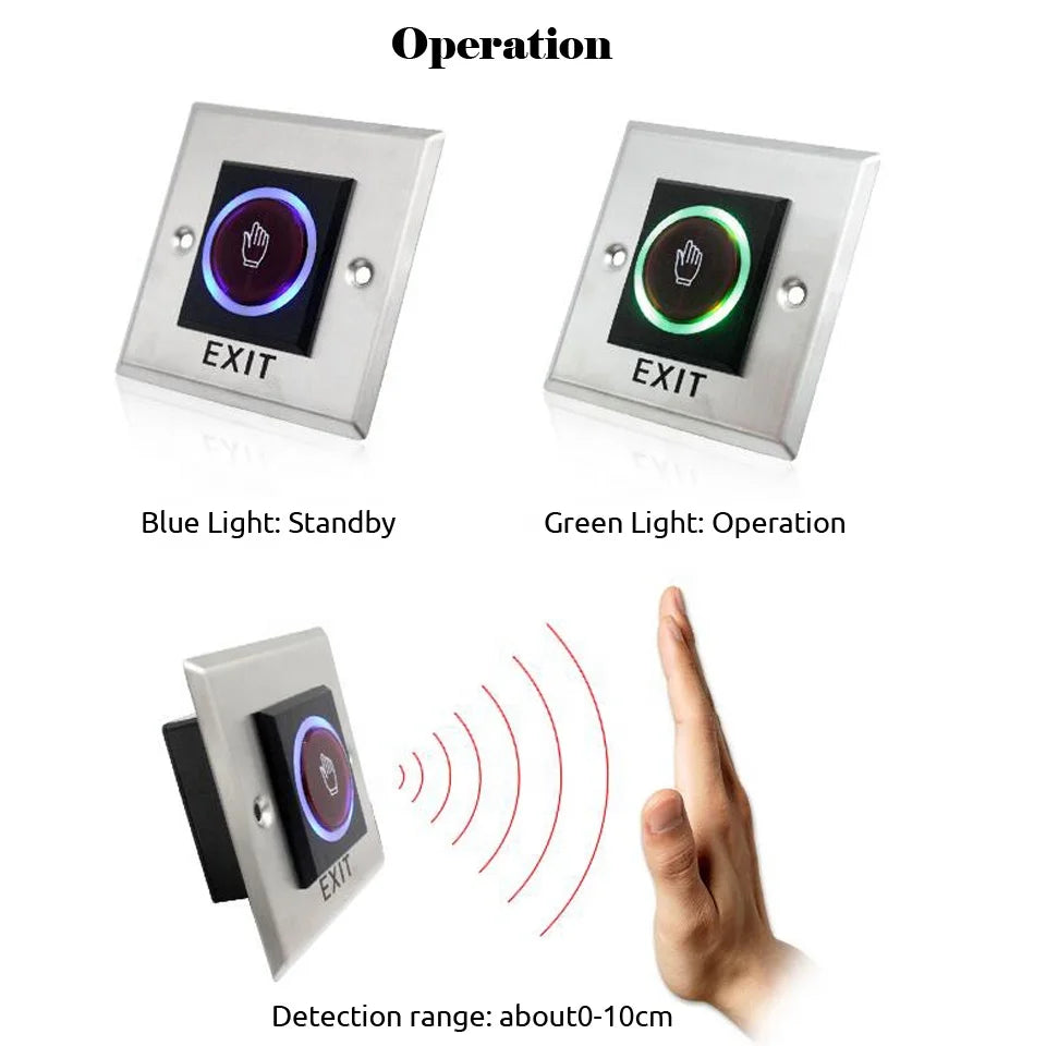 Door Exit Push Button Release Switch - LED Light for Access Control System | NO COM NC Touch Entry Opener