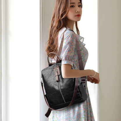 Fashion Anti-Theft Women's Backpack - High-Quality PU Leather, Large Capacity, Travel Shoulder Handbag
