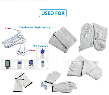 Conductive Silver Fiber Electrode Gloves & Socks – Muscle Stimulator TENS Bracer for Hand & Foot Massage