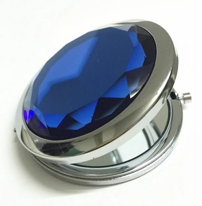 Luxury Crystal Folding Makeup Mirror - Portable Round Gold & Silver Pocket Compact Mirror, Personalized Beauty Gift