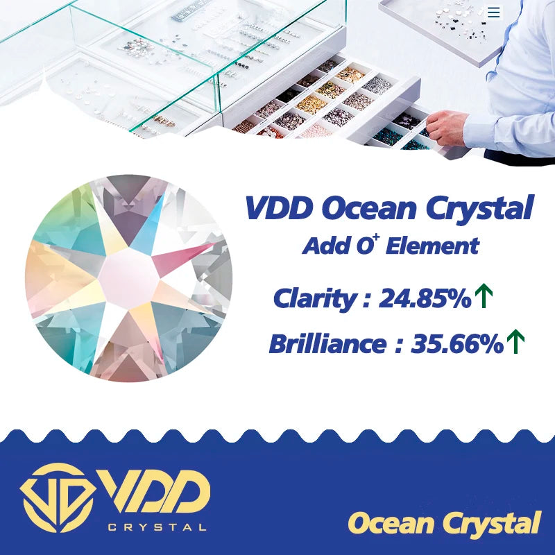 VDD AAAAA Crystal Flatback Rhinestones - SS16-SS30 16-Cut Gems for DIY Crafts & Nail Art Decoration