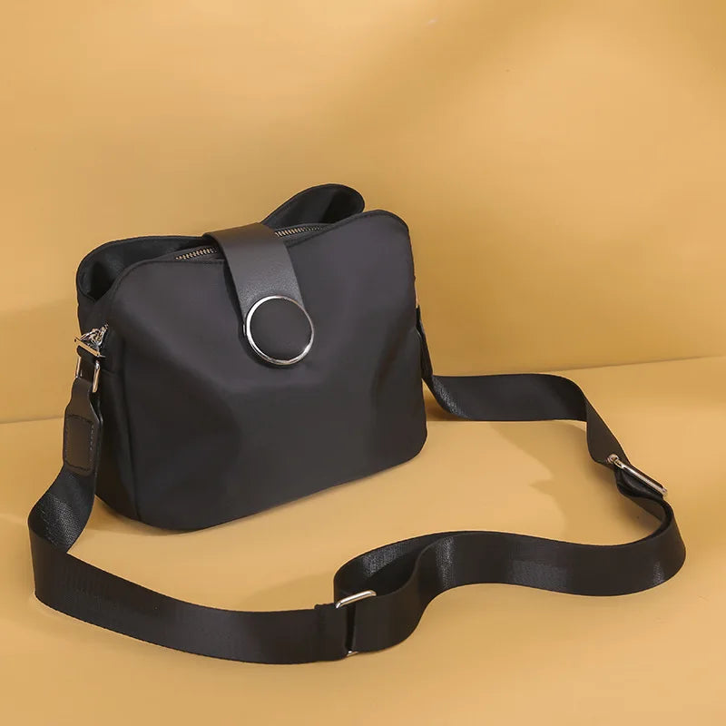 Vintage Waterproof Nylon Shoulder Bag for Women – Simple Crossbody Messenger Bag for Daily Use & Travel