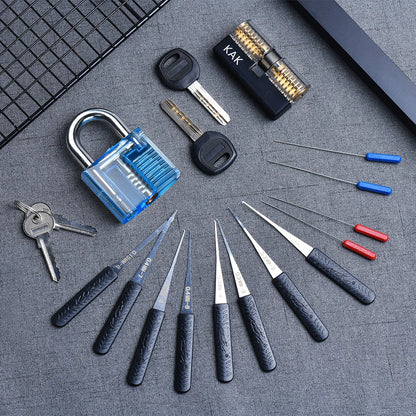 KAK Transparent Practice Lock Set - Cutaway Padlock Training Kit with Key Extractor Locksmith Tools