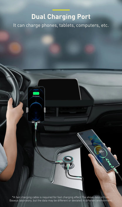 Baseus Bluetooth 5.0 FM Transmitter – Wireless Car Kit with USB Fast Charger, AUX, MP3 Player & Hands-Free Calling