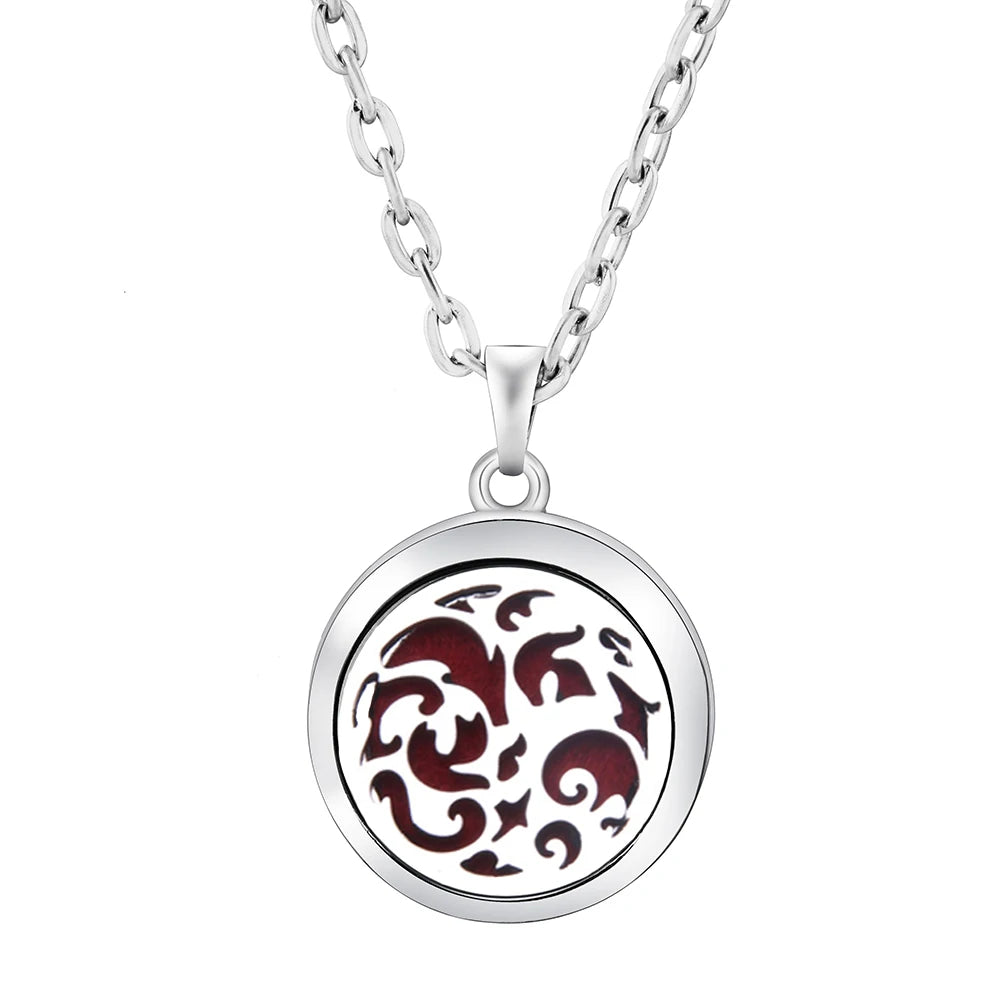 Stainless Steel Tree of Life Aromatherapy Necklace – Essential Oil Diffuser Pendant for Women