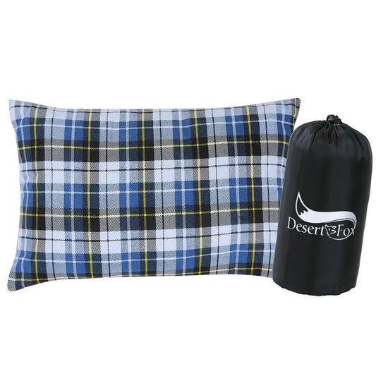 Desert&Fox Cotton Camping Pillow – Portable Folding Travel Pillow with Case for Hiking & Camping