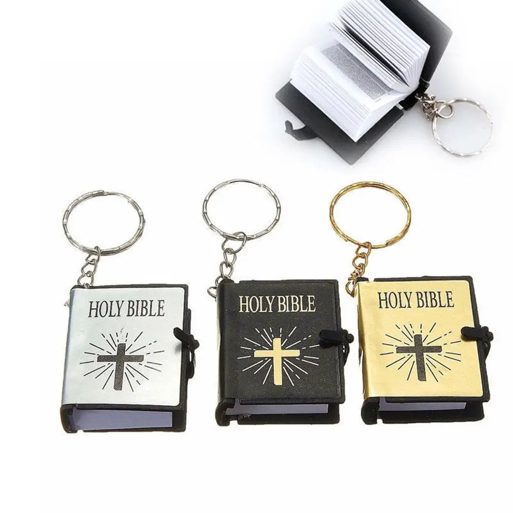 Mini English Holy Bible Keychain - Christian Jesus Cross & Muslim Keyring, Prayer God Bless Charm for Women’s Bag