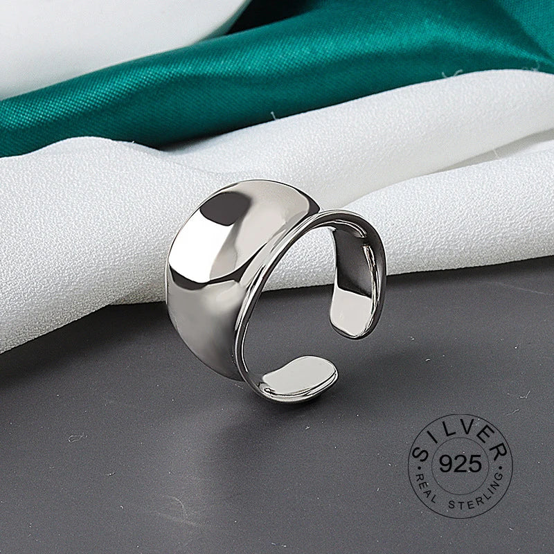925 Sterling Silver Women’s Open Wave Ring – Irregular Wide Noodle Design Gift