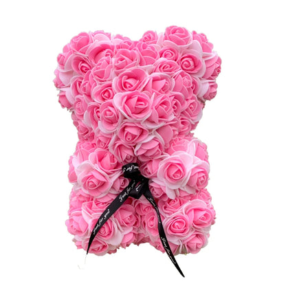 2024 40cm Rose Bear – Heart-Shaped Artificial Flower Teddy Bear for Valentine’s, Wedding, Birthday & Christmas Gifts