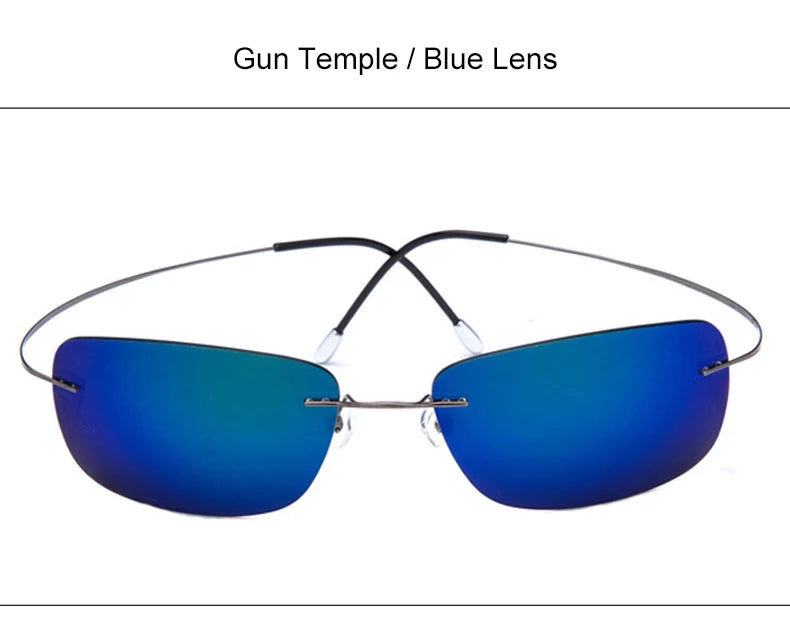 Krasivyy Rimless Square Polarized Sunglasses – Ultralight Pure Titanium, Brand Design for Men, Driving Sun Glasses, Oculos De Sol
