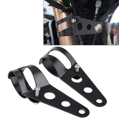 Universal Motorcycle Headlight Mount Bracket – Adjustable Fork Clamp Holder for Chopper & Motor Forks 27-48mm
