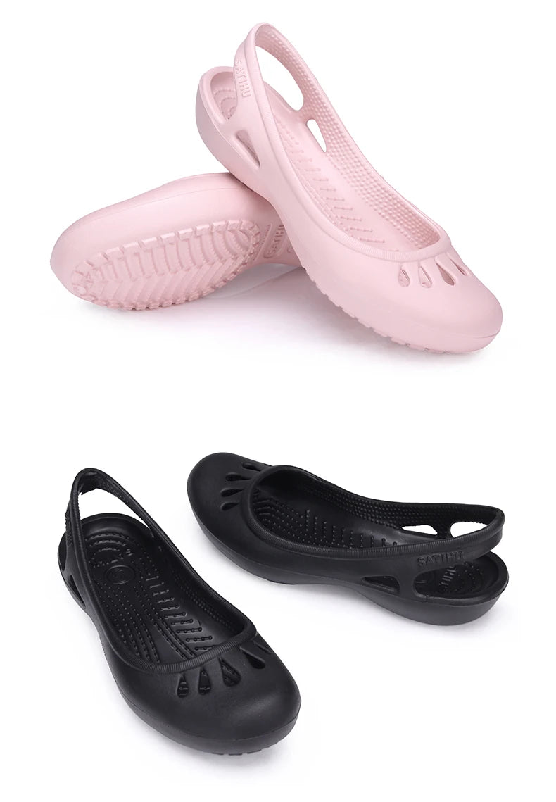 RYAMAG Women’s Clogs Jelly Sandals – Non-Slip Summer Hole Shoes, Waterproof EVA Flat Slippers for Home & Garden