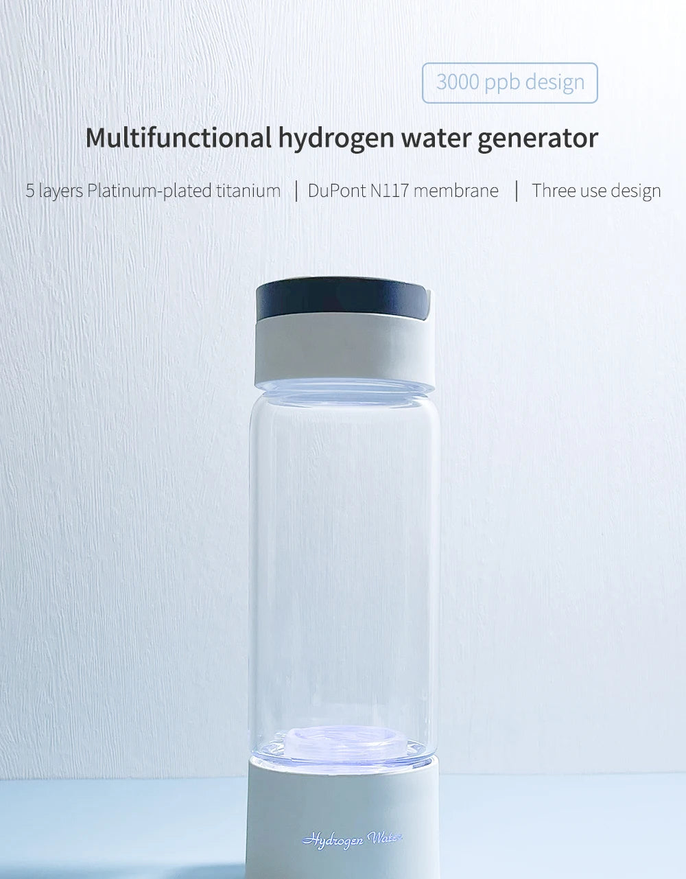 BlueVida SPE&PEM Hydrogen Water Generator - High Concentration, 2 Work Modes & Self-Cleaning, Hydrogen Absorption
