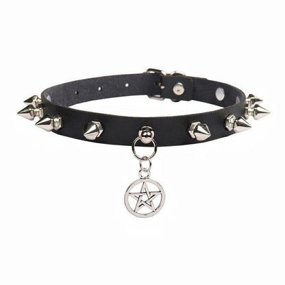 New Spike Choker Necklace – Punk Faux Leather Collar with Big Rivets, Studded Goth Style for Women & Men
