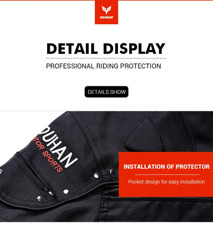DUHAN Windproof Motocross Jacket & Pants for Men – Wear-Resistant Motorcycle Gear with Body Armor, Winter Moto Clothing