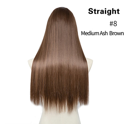 Synthetic U-Part Clip-in Hair Extensions – Long, Straight, Thick Blonde Hairpieces (16, 20, 24 Inch)