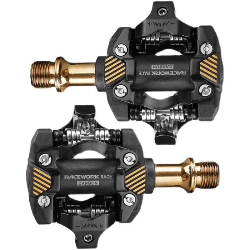 RACEWORK MTB Self-Locking SPD Pedals - Mountain Bike Cleats with Bearing Footrests, Bicycle Parts