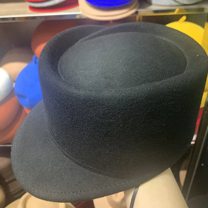 Winter Fedora Hat for Women - Korean Flat Top, Wool, British Casual Style in Navy, Black, Gray, Khaki, High Quality Equestrian Fashion