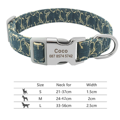 Adjustable Nylon Dog & Cat Collar – Personalized ID Collar with Engraved Name Buckle, Anti-Lost for Small, Medium & Large Pets