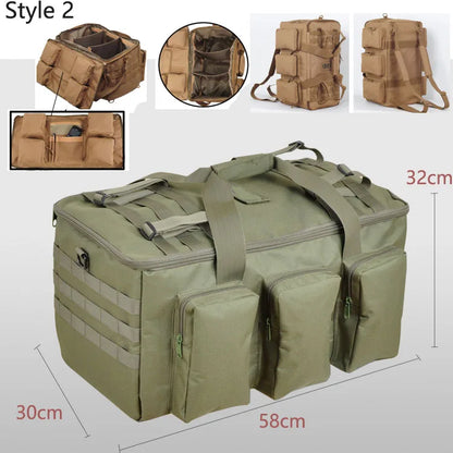 55L Tactical Duffel Bag – Large Camping Backpack for Hiking, Mountaineering, Travel & Gym, Men's Weekend Utility Bag
