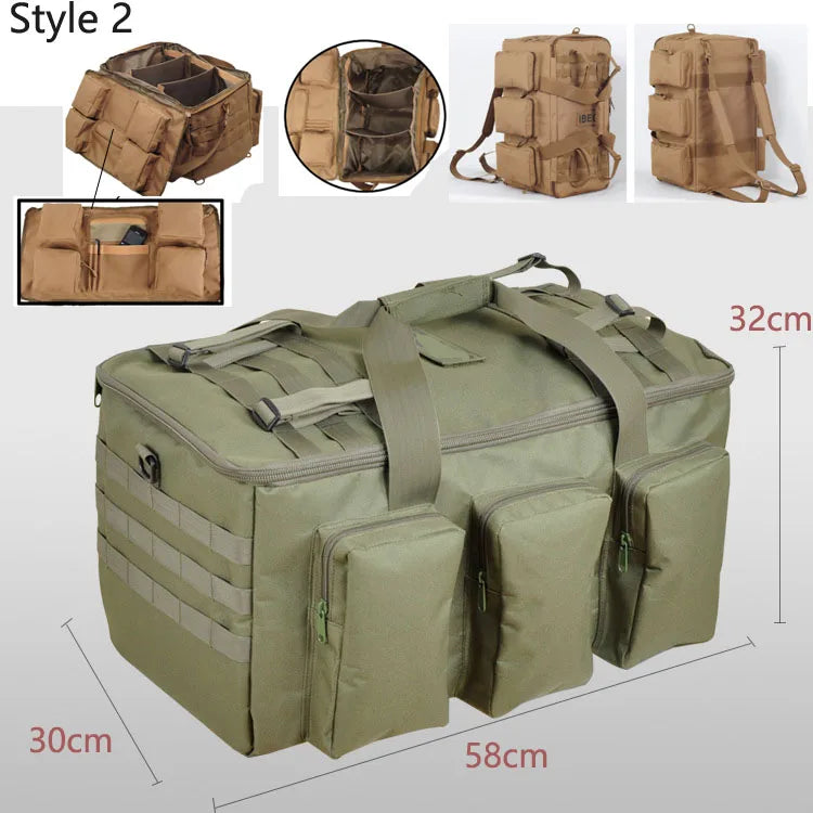 55L Tactical Duffel Bag – Large Hiking, Travel & Camping Backpack for Men, Gym and Weekend Trips