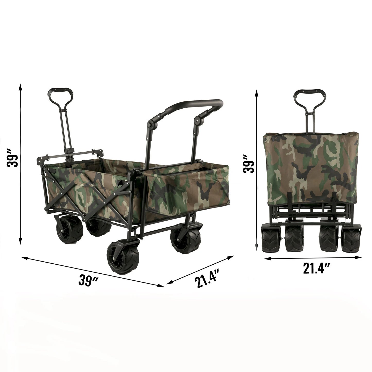 VEVOR Folding Wagon Cart with Adjustable Handle & Removable Canopy – Collapsible Oxford Cloth Utility Cart for Camping, Beach & Outdoor Use