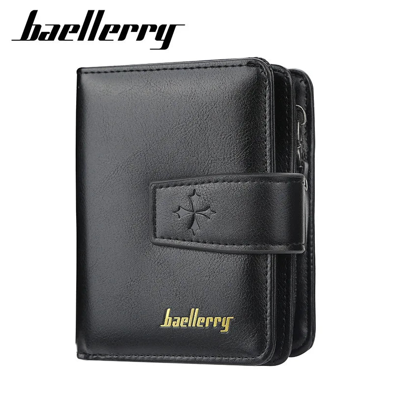 New Business Men’s Wallet — High-Quality PU Leather Zipper Card & Coin Holder, Vintage Male Purse