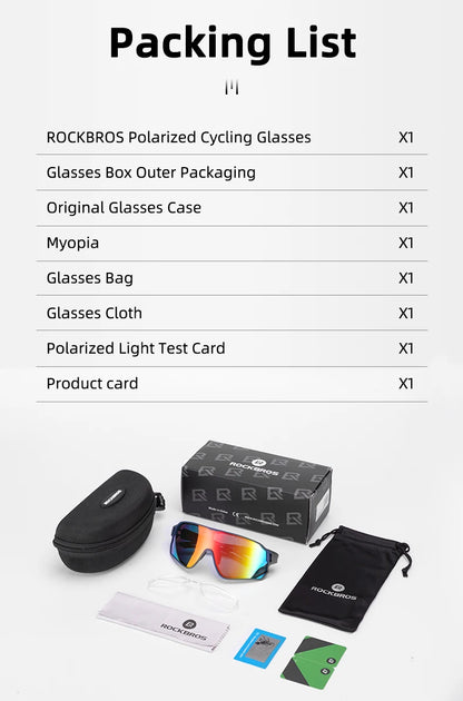 ROCKBROS Polarized Sports Sunglasses — UV400 Cycling Glasses for Outdoor Hiking, Golf & Camping