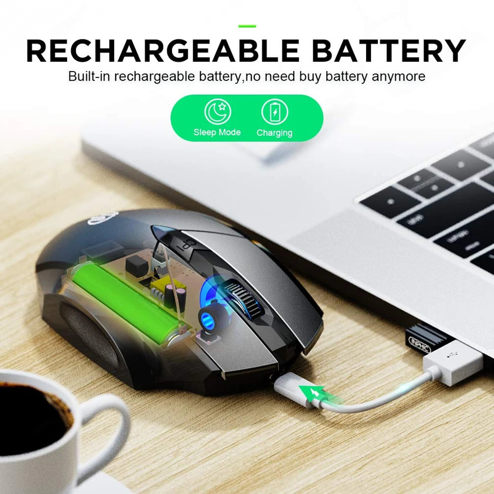 INPHIC Rechargeable Bluetooth Wireless Mouse – 2.4G Silent Office Mouse for PC, Laptop, Tablet & Smartphone