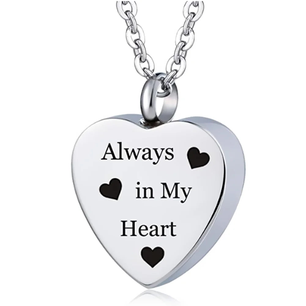 Custom Stainless Steel Heart Cremation Urn Necklace – Memorial Ash Keepsake Pendant with Funnel Fill Kit