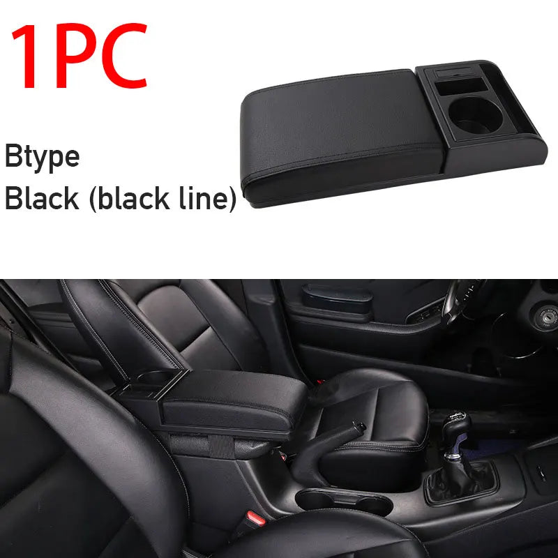 SEAMETAL Car Armrest Box Cushion – Adjustable Soft Elbow Support with USB Charging & Cup Holder Universal Interior Accessory