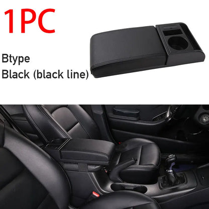 SEAMETAL Car Armrest Box Cushion – Adjustable Soft Elbow Support with USB Charging & Cup Holder Universal Interior Accessory
