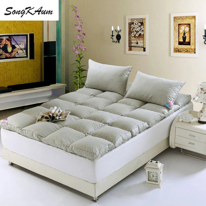 SongKAum 100% White Goose Down Mattress – Thickened, Warm Tatami Pad for Luxury Five-Star Comfort, King & Queen Size