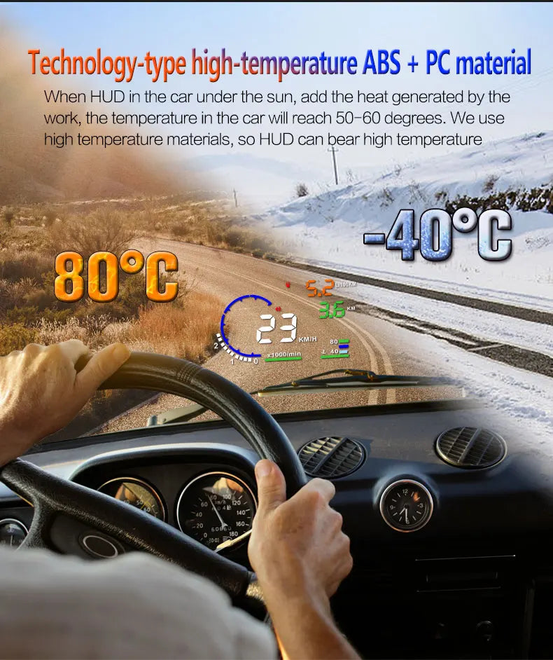 ADQ 5.5" OBD2 HUD Car Head-Up Display – Digital Speedometer, Tachometer, Windshield Projector with Speed, Water Temp & RPM Alarm