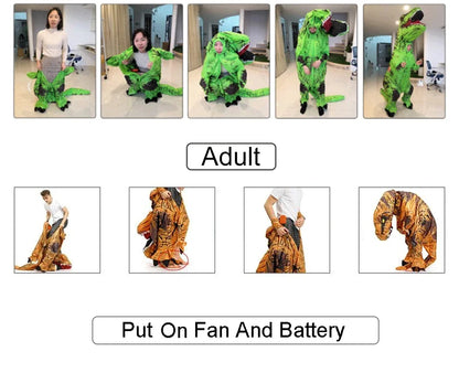 T-Rex Inflatable Tyrannosaurus Dinosaur Costume – Kids and Adult Role-Playing Fancy Dress for Halloween and Parties