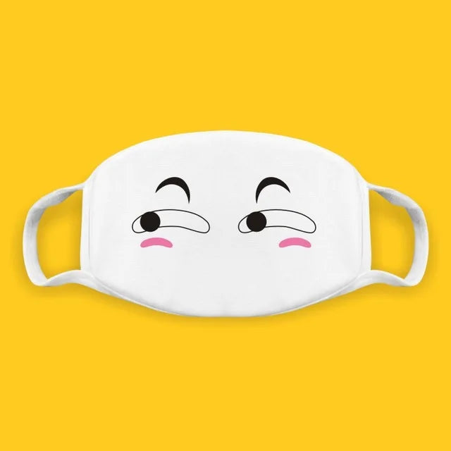 Kawaii Anime Expression Cotton Face Mask – Breathable Smile Mouth Muffle for Unisex Korean Style