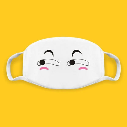 Kawaii Anime Expression Cotton Face Mask – Breathable Smile Mouth Muffle for Unisex Korean Style