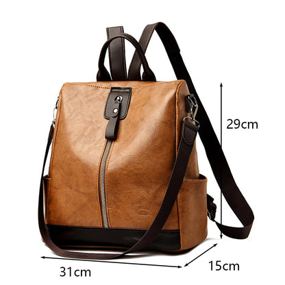 Fashion Anti-Theft Women's Backpack - High-Quality PU Leather, Large Capacity, Travel Shoulder Handbag