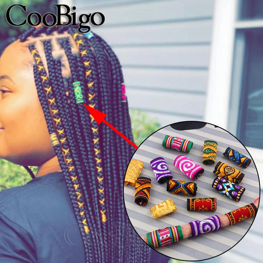 Braid Hair Rings & Tubes — Hip-Hop Dreadlock Beads, Embroidery Fabric Clips, Cuffs & Hair Decor DIY Craft Supplies by CooBigo
