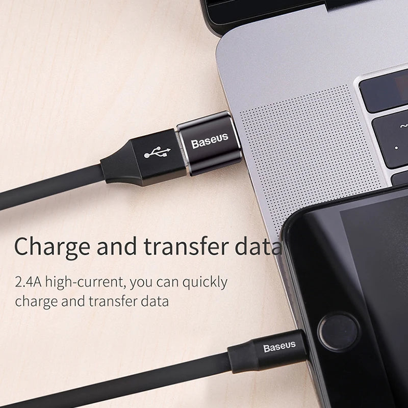 Baseus USB to Type-C OTG Adapter – USB-C Male to Micro USB Female Converter for MacBook, Samsung S20, USBC OTG Connector