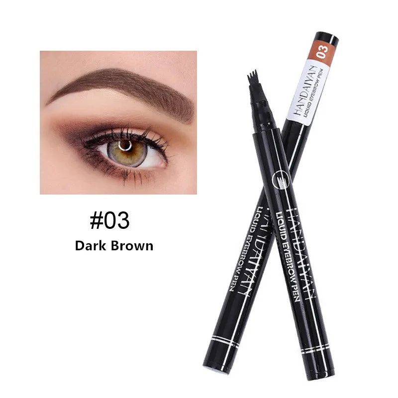 4D Microblading Eyebrow Pen – 4-Fork Tip Waterproof Long-Lasting Eyebrow Tattoo Pencil for Natural Fine Hair-Like Makeup