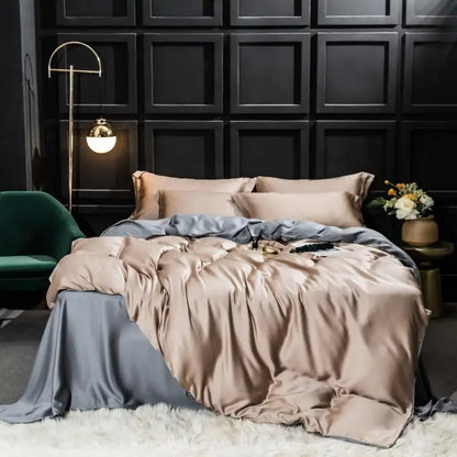 Liv-Esthete 100% Silk Bedding Set - Mulberry Silk Quilt Cover, Bed Sheet & Pillowcase, Queen/King Size Bed Linen