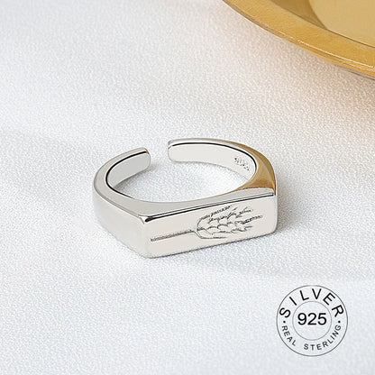 925 Sterling Silver Women’s Open Wave Ring – Irregular Wide Noodle Design Gift