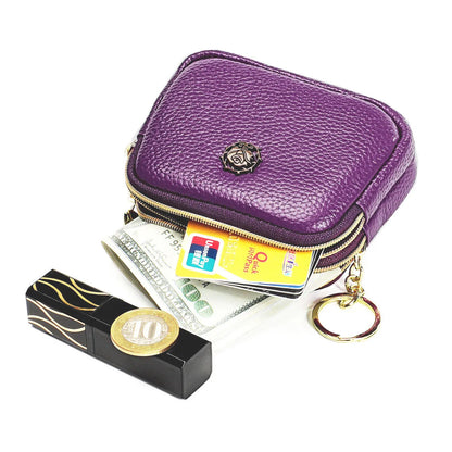 Senorita Genuine Leather Women’s Coin Purse – Double Zipper Small Wallet